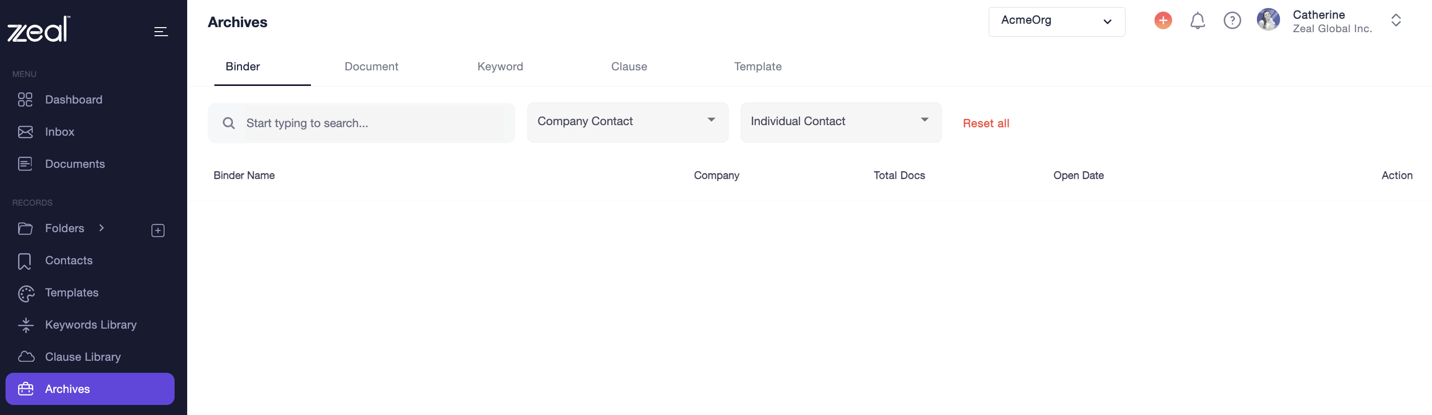 Left Menu Panel – Zeal Knowledge Base